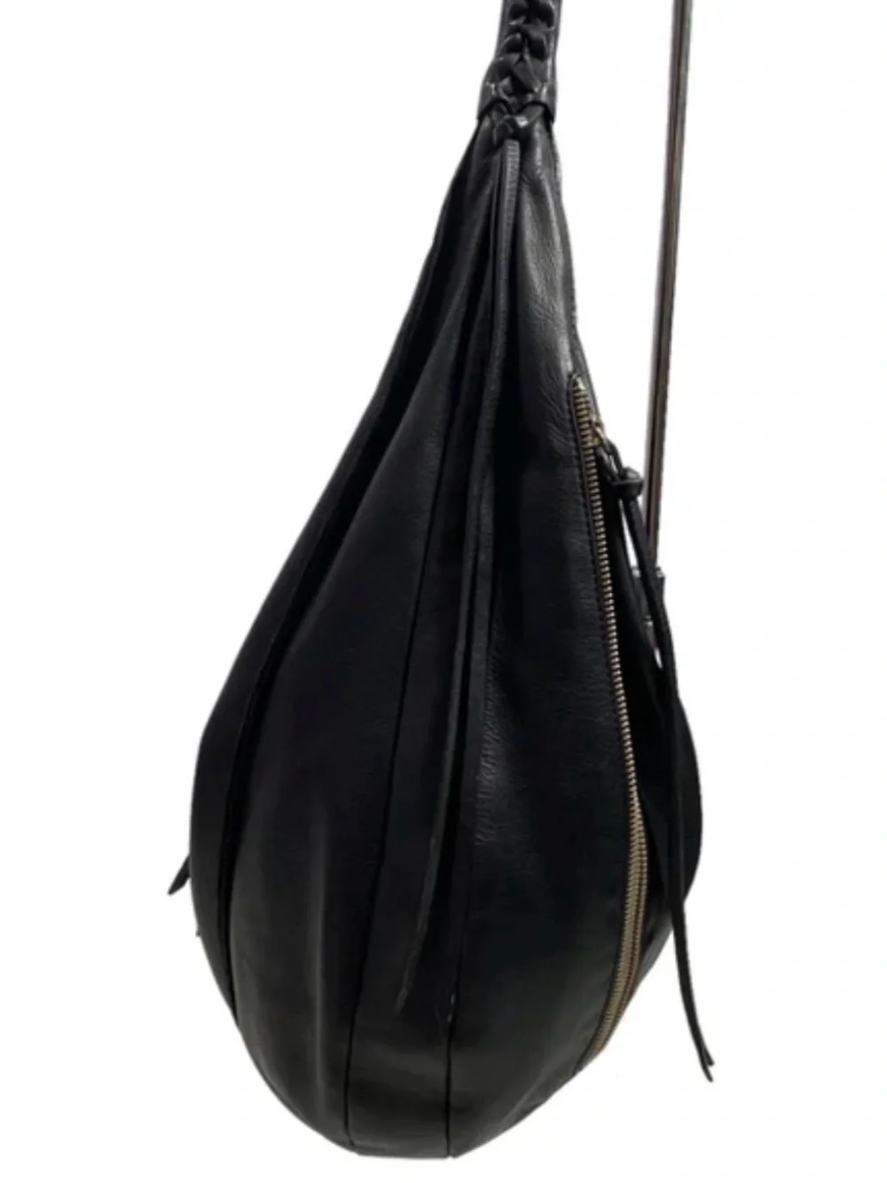 Christopher Kon Black Leather Hobo Purse Bag - EUC